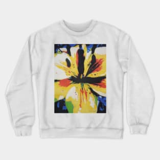 abstract painting of yellow, red and black flower Crewneck Sweatshirt